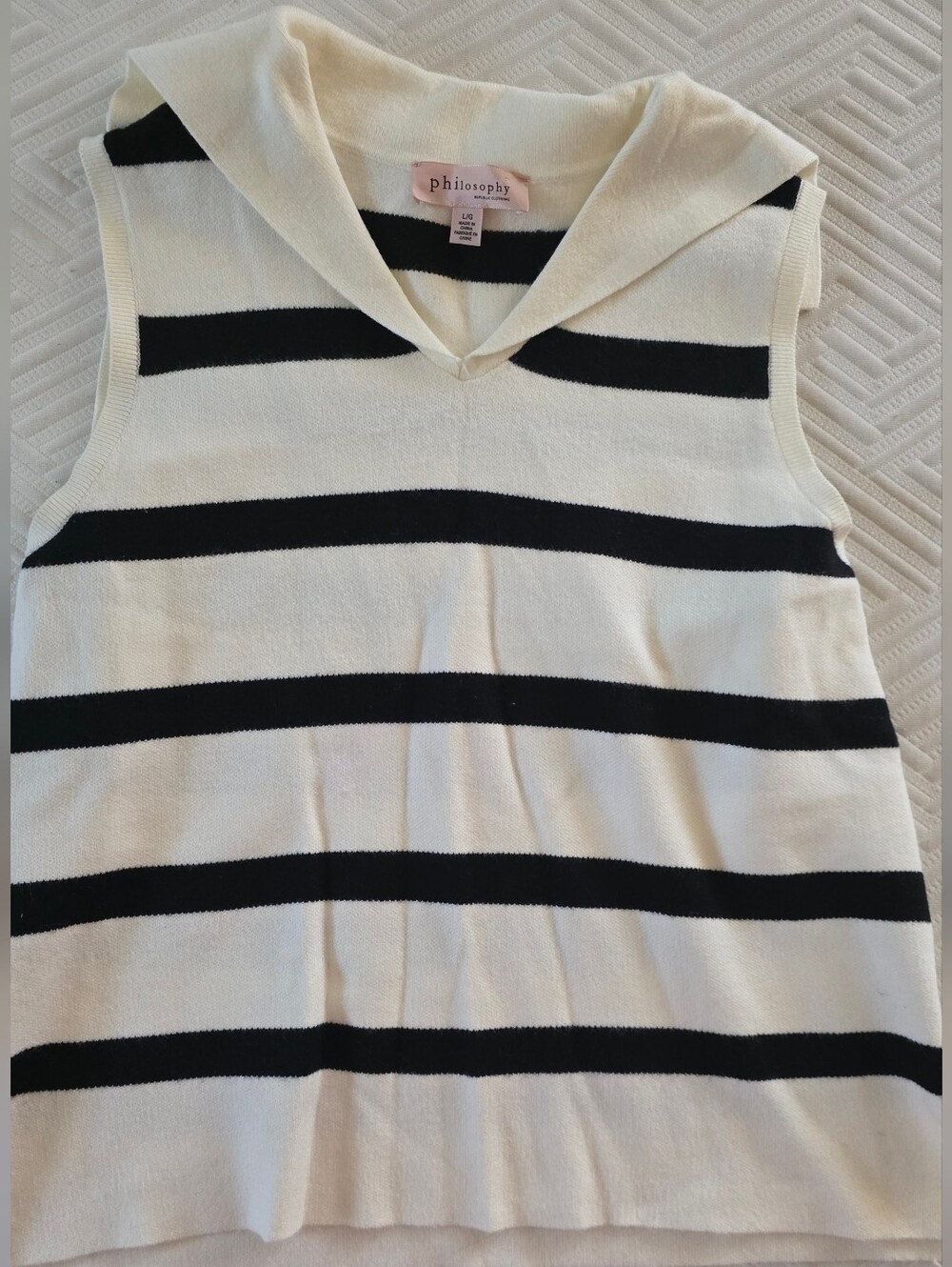 Philosophy black and white striped sleeveless sweater vest